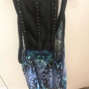 Urban Outfitters Tie dye top with black trim and metal detail